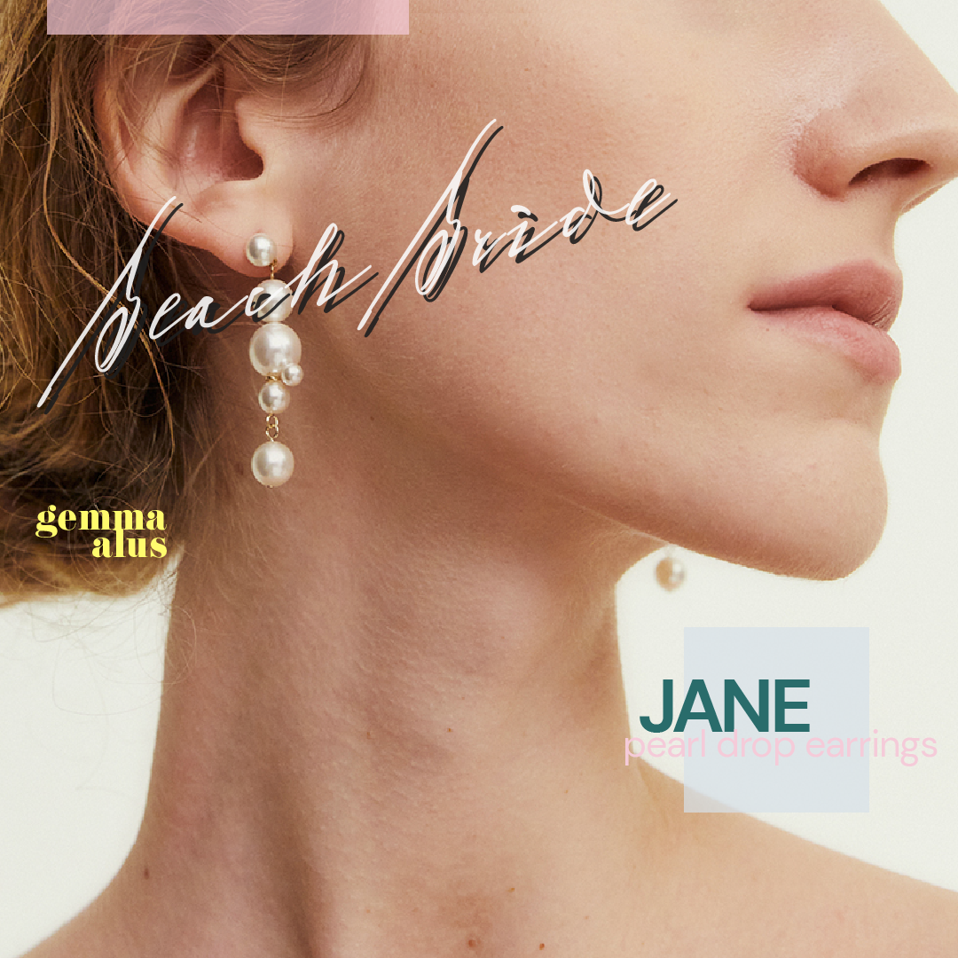 Gemma Alus Japan The Beach Bride Collection Jane pearl drop earrings 日本国内の配送は全て無料 
